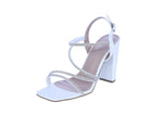 WOMAN'S SHOES WHITE PU LEATHER/GLITTER HEELS NILE-38