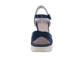 WOMAN'S SHOES BLACK PU/RAFFIA ESPADRILLE WEDGE HEELS NOBLE