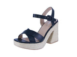 WOMAN'S SHOES BLACK PU/RAFFIA ESPADRILLE WEDGE HEELS NOBLE