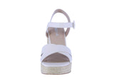 WOMAN'S SHOES BONE PU/RAFFIA ESPADRILLE WEDGE HEELS NOBLE