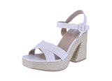 WOMAN'S SHOES BONE PU/RAFFIA ESPADRILLE WEDGE HEELS NOBLE