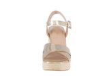 WOMAN'S SHOES GOLD MET RAFFIA ESPADRILLE WEDGE HEELS NOBLE