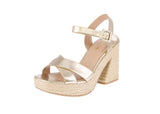 WOMAN'S SHOES GOLD MET RAFFIA ESPADRILLE WEDGE HEELS NOBLE