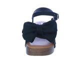 KID'S SHOES BLACK LINEN WEDGE SANDAL NOVA-48K