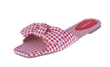 WOMAN'S SHOES RED/WHITE FABRIC SANDALS PENNY-2