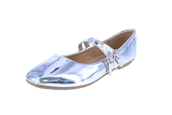 WOMAN'S BALLERINA FLATS SILVER METALLIC PONGO-9