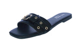 WOMAN'S SHOES BLACK PU LEATHER SANDALS PORTIA-5