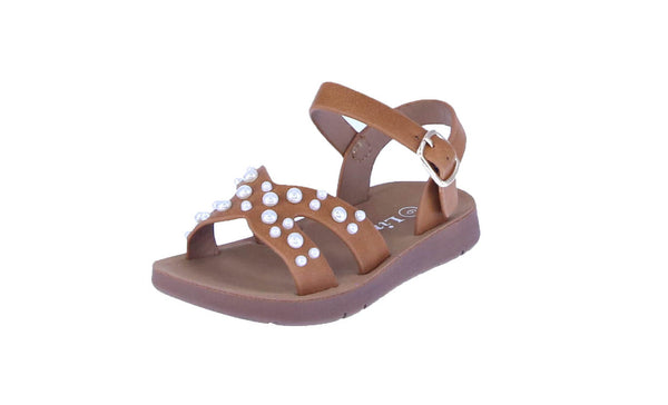 KID'S SHOES TAN PU LEATHER SANDALS RARE-35KA
