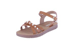 KID'S SHOES TAN PU LEATHER SANDALS RARE-36K