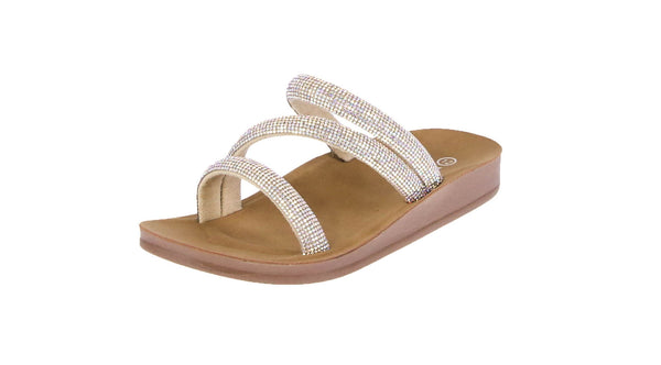 KID'S SHOES CHAMPAGNE RHINESTONE SANDALS RECOMMEND-6K