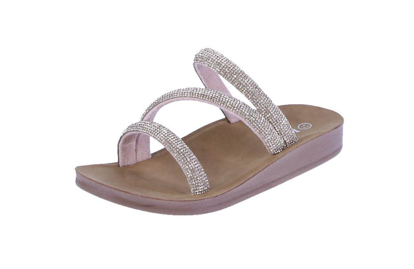 KID'S SHOES ROSE GOLD RHINESTONE SANDALS RECOMMEND-6K