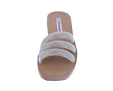 WOMAN'S SHOES CHAMPAGNE STONE/GLITTER SANDALS RECTANGLE-22