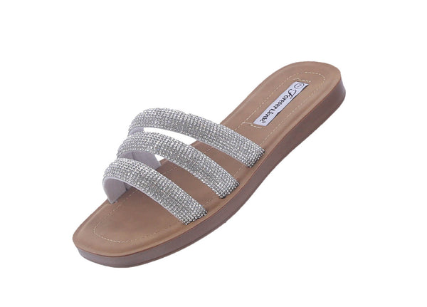 WOMAN'S SHOES SILVER STONE/GLITTER SANDALS RECTANGLE-22