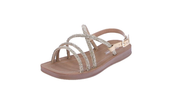 KID'S SHOES TAUPE RHINESTONE SANDALS RECTANGLE-42K