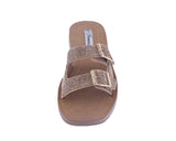 WOMAN'S SHOES ROSE GOLD STONE/GLITTER SANDALS RECTANGLE-43