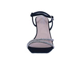 WOMAN'S HEELS BLACK NUB/RHINESTONE REGINA-1