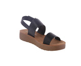 WOMAN'S BLACK PU LEATHER SANDALS REMUS