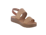 WOMAN'S CAMEL NUB PU LEATHER SANDALS REMUS