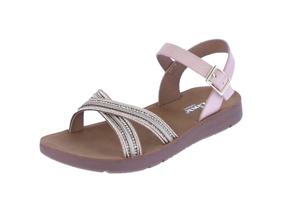 KID'S SHOES PINK PU LEATHER/STONE SANDAL RENOVATE-14K