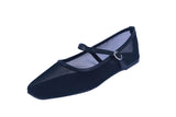 WOMAN'S BALLERINA FLATS BLACK MESH RHEA-1