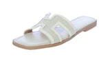 WOMAN'S SHOES IVORY PU LEATHER SANDALS RIO-26