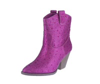 WOMAN'S SHOES FUCHSIA RHINESTONE/GLITTER BOOTIES RIVER-01