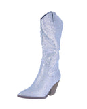 WOMAN'S SHOES SILVER RHINESTONE/GLITTER BOOTS RIVER-11