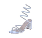 WOMAN'S SHOES SILVER GLITTER METALLIC HEELS RODEO-97