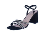 WOMAN'S SHOES BLACK NUB GLITTER HEELS SABRINA-3