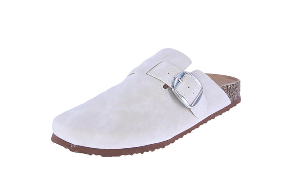 WOMAN'S SHOES BEIGE SUEDE SLIP ON MULES CLOGS SEATTLE-38