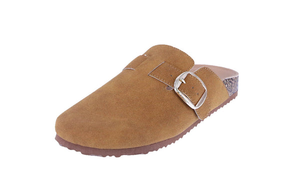 WOMAN'S SHOES TAN SUEDE SLIP ON MULES CLOGS SEATTLE-38
