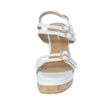 WOMAN'S SHOES WHITE PU LEATHER WEDGE SANDAL SEREN-32