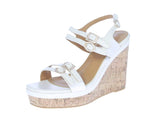 WOMAN'S SHOES WHITE PU LEATHER WEDGE SANDAL SEREN-32