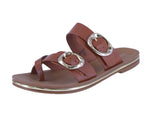 WOMAN'S SHOES TAN PU LEATHER SANDALS SHINE-1
