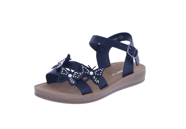 KID'S SHOES BLACK PU LEATHER SANDALS SOL-79A