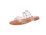 WOMAN'S SHOES TAN/CLEAR PLASTIC METALLIC SANDALS SPIKKY-2