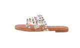 WOMAN'S SHOES TAN/CLEAR PLASTIC METALLIC SANDALS SPIKKY-6