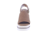 WOMAN'S SHOES TAN NUB WEDGE HIGH HEEL SANDAL STELLA