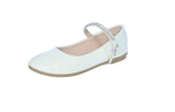 BABY'S SHOES WHITE PAT/RHINESTONE FLATS SUPPLE-78KA