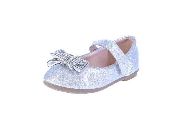 BABY'S SHOES SILVER PAT FLATS SUPPLE-83KA