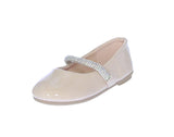 BABY'S SHOES BEIGE PAT/RHINESTONE FLATS SUPPLE-91KA