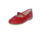 BABY'S SHOES RED PAT/RHINESTONE FLATS SUPPLE-91KA