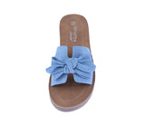 WOMAN'S SHOES BLUE DENIM LEATHER SANDALS SUSIE-38