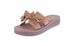 WOMAN'S SHOES TAN DENIM LEATHER SANDALS SUSIE-38