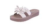 WOMAN'S SHOES BEIGE/RAFFIA DENIM LEATHER SANDALS SUSIE-38
