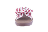WOMAN'S SHOES RED LINEN DENIM LEATHER SANDALS SUSIE-42