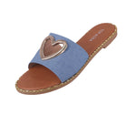 WOMAN'S SHOES BLUE DENIM PU LEATHER SANDALS TERESA-13