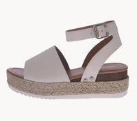 WOMAN'S SHOES WHITE PU LEATHER WEDGE SANDAL TOPIC-S