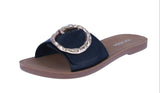 WOMAN'S SHOES BLACK PU LEATHER SANDALS TULIP-56