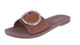WOMAN'S SHOES TAN PU LEATHER SANDALS TULIP-56